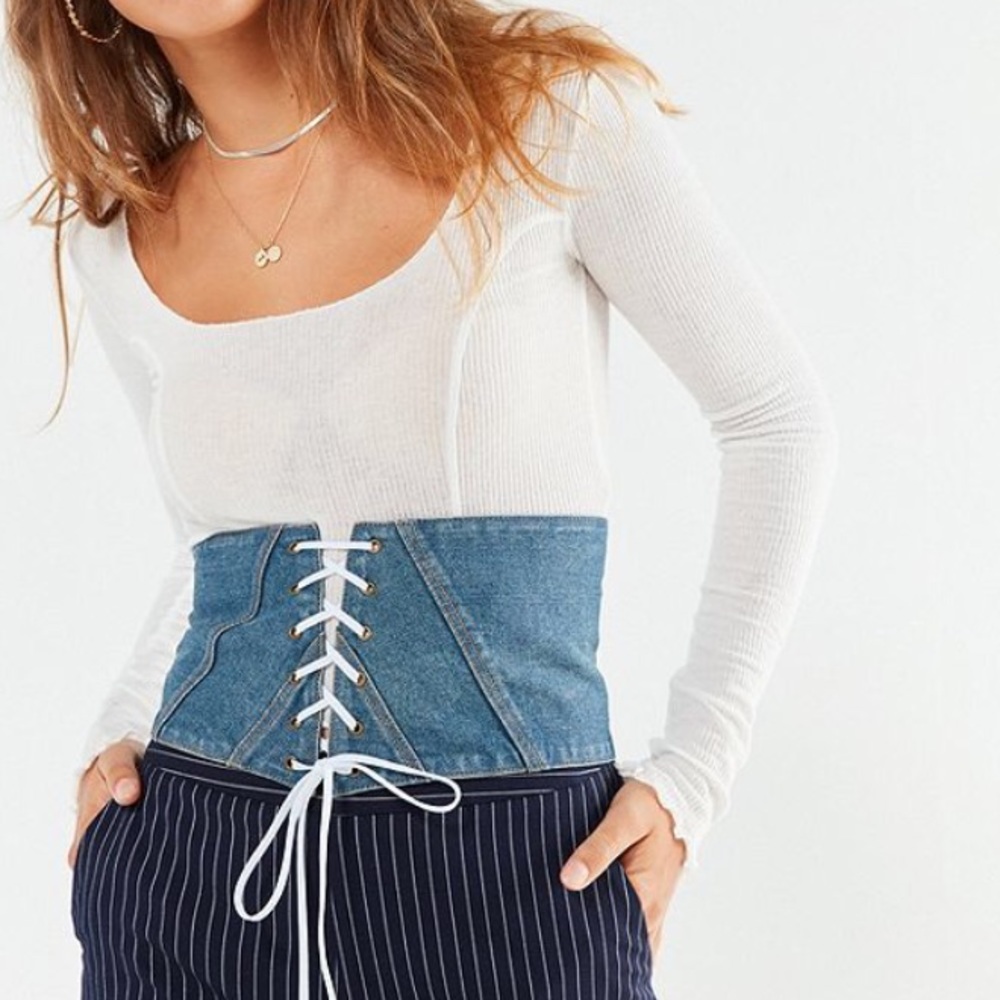 Denim lace up belt